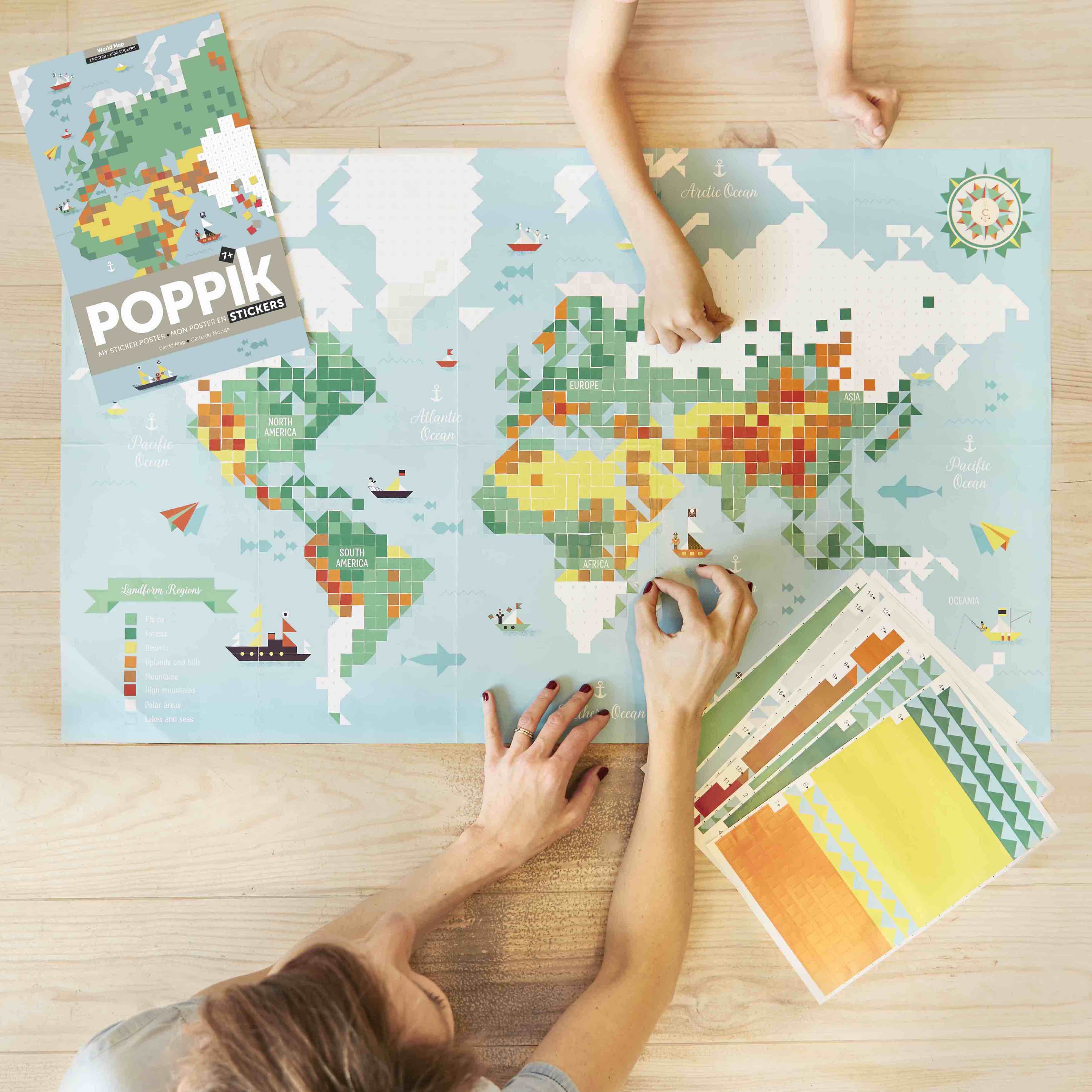 Joc educativ si creativ cu stickere harta lumii poppik - 4